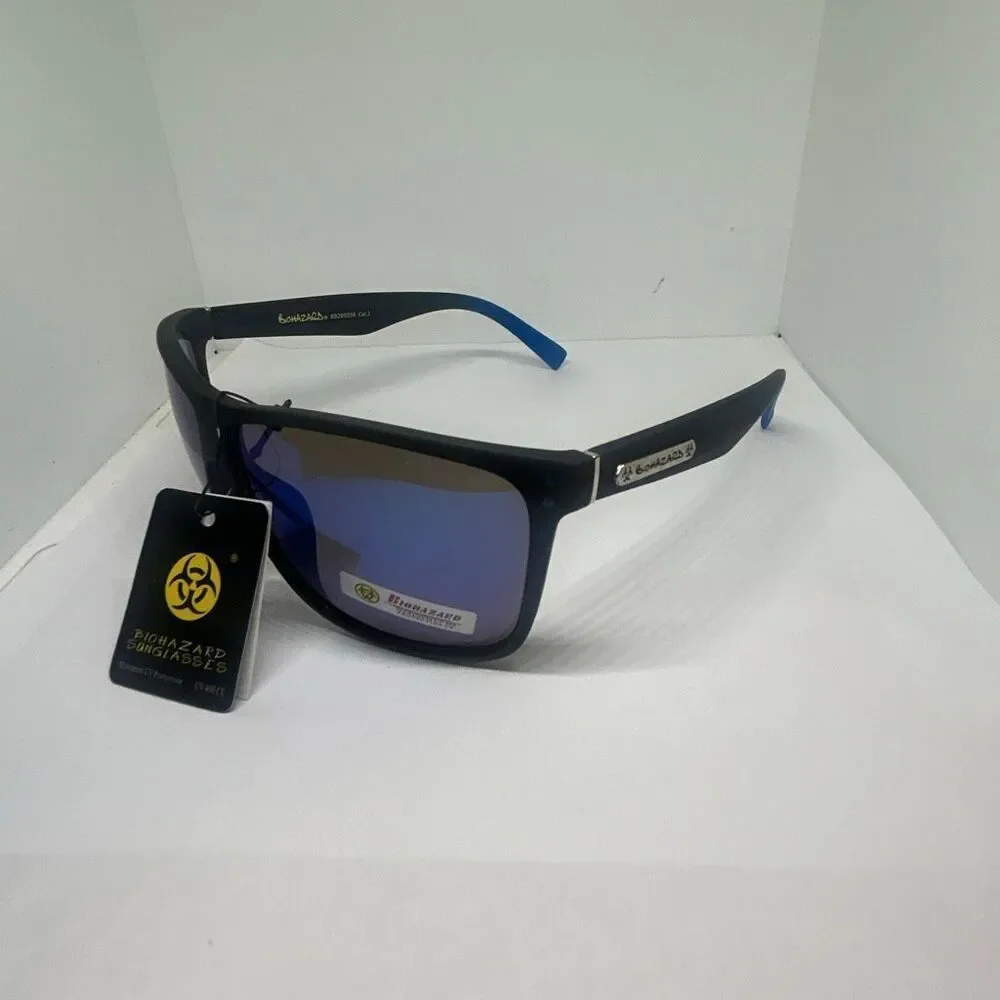 Biohazard Mirrored Sunglasses Men’s UV400 Protection
